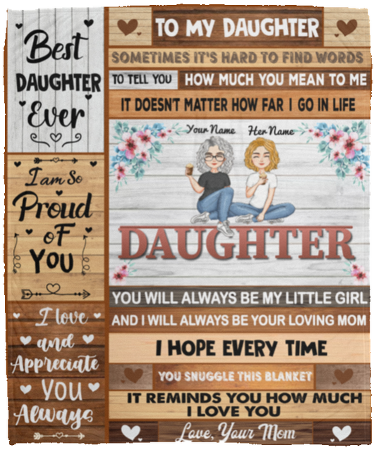 Customize NAME To my Daughter  Plush Fleece Blanket - 50x60