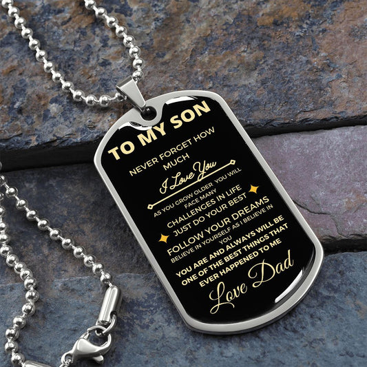 TO MY SON DOG TAG NECKLACE LOVE DAD