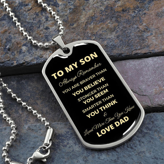 TO MY SON DOG TAG LOVE DAD