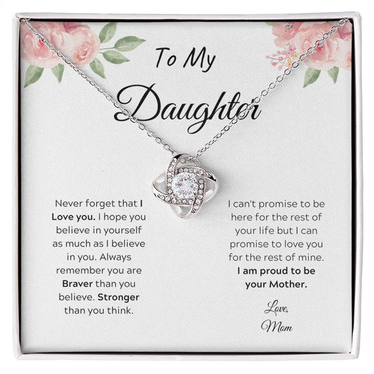 To My Daughter Love MOM LOVE KNOT Necklace