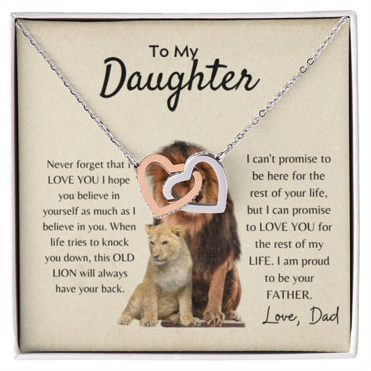 INTERLOCKING HEART NECKLACE TO MY DAUGHTER