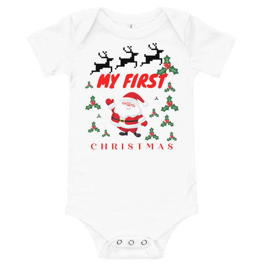 my first christmas Baby short sleeve one piece